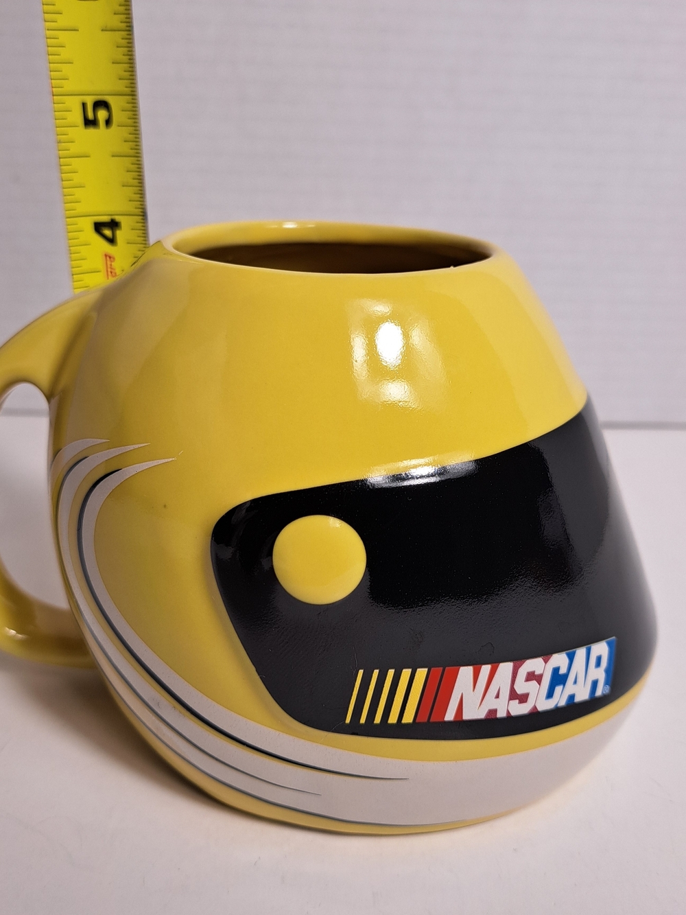Vintage 2003 Sherwood NASCAR Racing Collectible Yellow Helmet Shaped Coffee Mug
